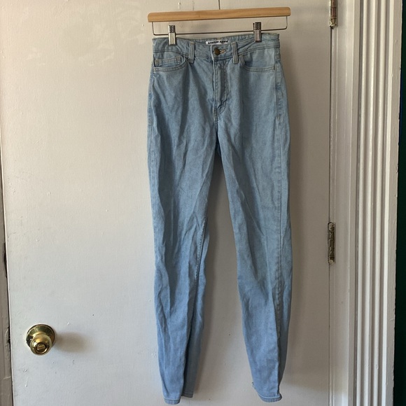 American Apparel Stretch Denim Pencil Jeans in Medium Stone Washed Indigo - Picture 2 of 5